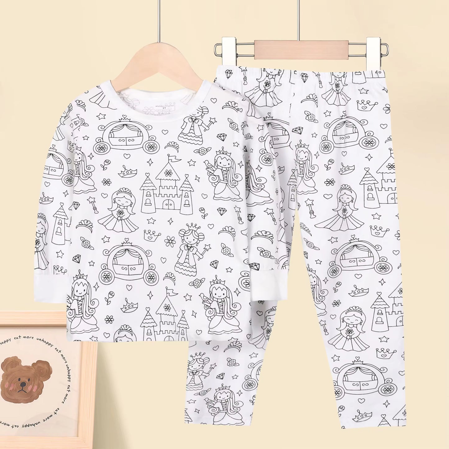 Custom DIY Coloring Pajamas for Girls (Ages 3–8)