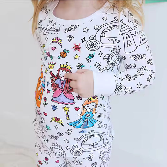 Custom DIY Coloring Pajamas for Girls (Ages 3–8)